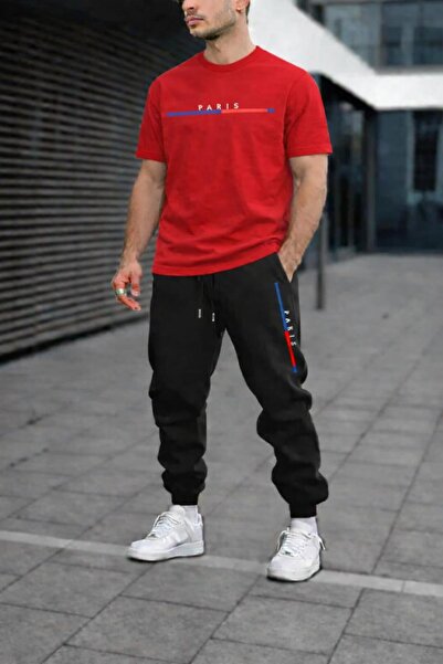 zeag طقم تي شيرت رياضي مطبوع للرجال من باريس-إيه