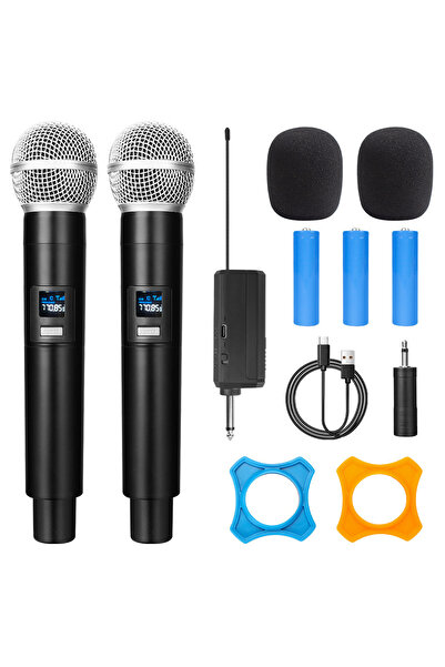 Choice1 ميكروفون لاسلكي ثنائي القناة UHF بتردد ثابت محمول باليد من kebidumei 2