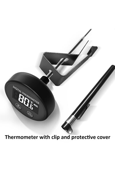 Choice ميزان حرارة أسود اللون، مناسب للطعام والشاي والقهوة، بمقياس حرارة من 2...
