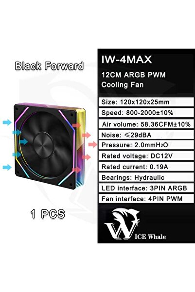 Choice7 A-RGB Other BK Forward 1PCS ICE Whale 4MAX ARGB CPU Cooler Ventilador...