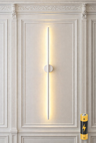 Buiva Pilli Duvar Aplik Kuğu Beyazı 70cm Kablosuz Tak Kullan Aplik