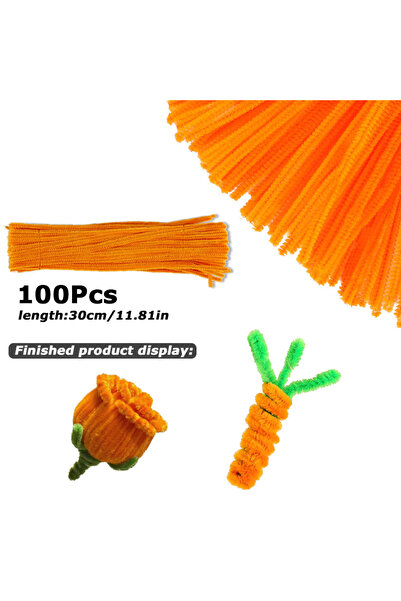 Choice27 30 سم × 0.6 سم، برتقالي، 100 قطعة، سيقان نسيج الشنيل ملونة بطول 30 س...