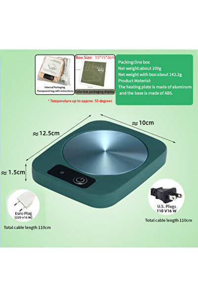 Choice US green 1pcIntelligent ctant temperature coaster with heating and ins...