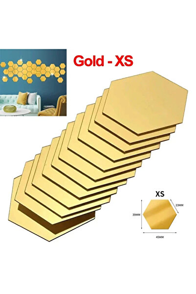 Choice9 ملصق حائط مرآة سداسي الشكل من أكريليك، مقاس XS-Gold-23x39x45mm، لاصق ...