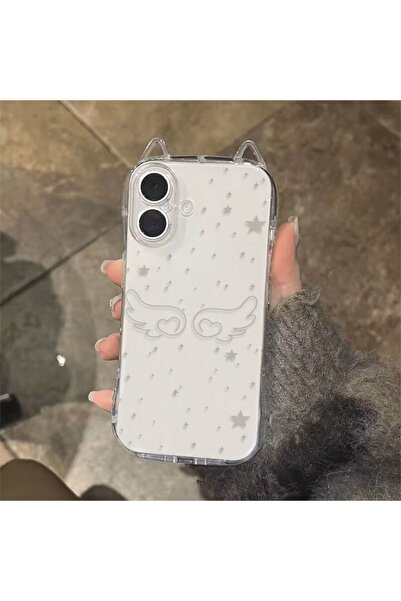 Choice18 غلاف هاتف ثلاثي الأبعاد شفاف بتصميم نجوم وأجنحة ملاك وآذان قطة، متوا...