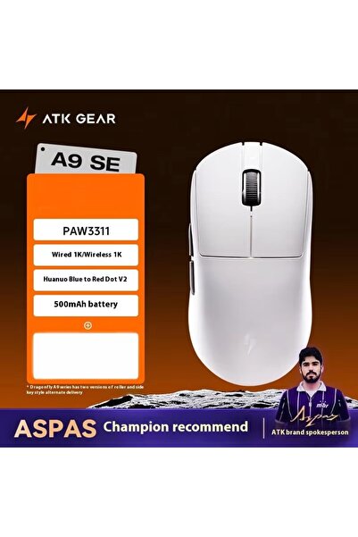 Choice13 ماوس الألعاب اللاسلكي A9 SE الأبيض من ATK DragonFly A9 Air Ultimate،...