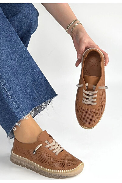 Alfanora Merja Taba Leather Lace-Up Sports Shoes