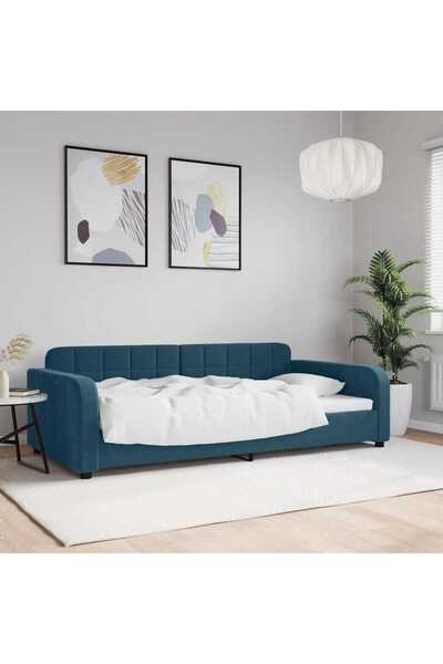 Concept Pat de zi, albastru, 100x200 cm, catifea