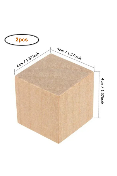 Choice6 2pcs 40mm 1-5cm Natural Blank Wooden Blocks, Unfinished Pine Wood Cub...