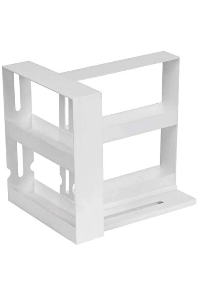 Choice رف تخزين دوار متعدد الوظائف من طبقتين، أبيض اللون، مناسب لخزائن المطبخ.