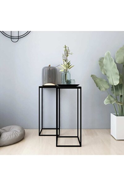 Concept Măsuțe laterale, 2 buc., negre, oțel