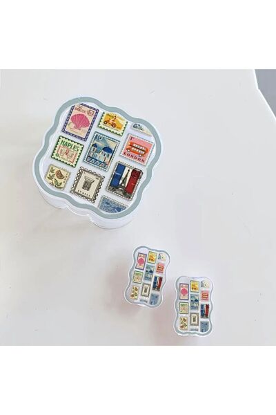 Choice مجموعة من 3 قطع زرقاء بتصميم طوابع بريدية مموجة، واقي كابل لشاحن آيفون...