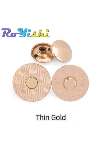 Choice3 10 مجموعات من حقيبة مغناطيسية معدنية رفيعة ذهبية اللون بقطر 18 مم، ذا...