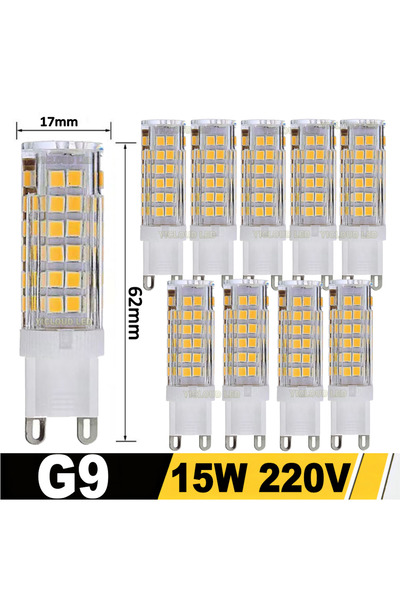 Choice5 مصباح LED أبيض دافئ G9 بقوة 15 واط وجهد 220 فولت (10 قطع) G9 LED بقوة...