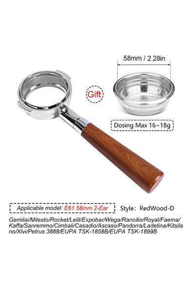 choice2 E61 58MM-Rosewood D 58MM حامل فلتر قهوة بدون قاعدة، مناسب لماكينة E61...