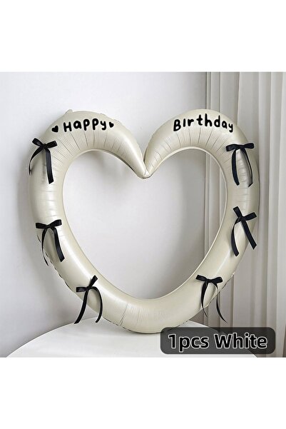 Choice3 بالون إطار صور أبيض على شكل قلب مع ملصقات فيونكة، قطعة واحدة، عيد ميل...