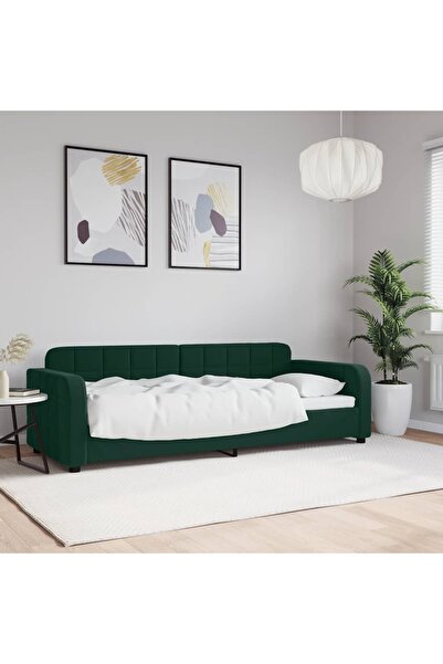 Concept Cadru de pat, verde închis, 80x200 cm, catifea