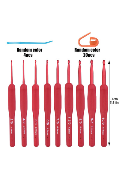 Choice set BUDDUR Red Crhet Hooks Kit With Ergonomic Handle 2.0-6.0mm Aluminu...