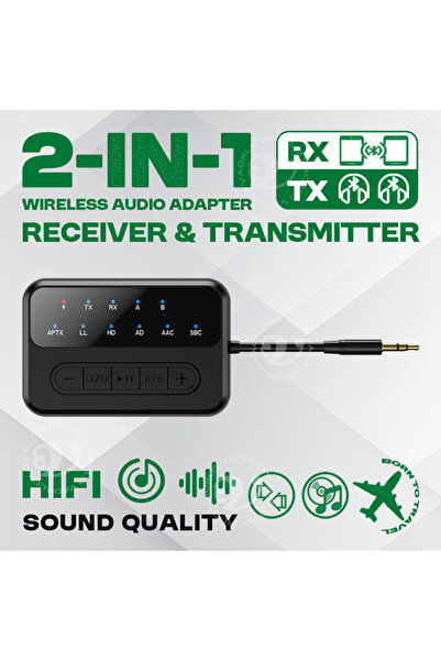 Choice جهاز استقبال وإرسال صوتي بلوتوث 2 في 1 بتقنية aptX، أسود اللون، يدعم a...