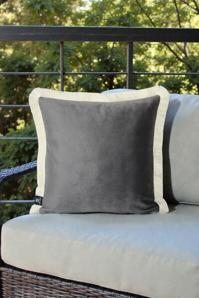 LUX VIE غطاء وسادة 45x45 سم من قماش بيبي فيس مع شراشيب كريمية