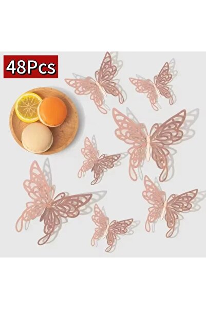 Choice6 ملصقات جدارية ثلاثية الأبعاد على شكل فراشات مجوفة ذهبية وفضية، 48 قطع...
