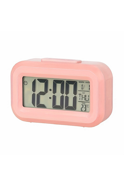 Choice7 Pink 1pc Smart Digital Alarm Clk Black White LCD Display with Tempera...