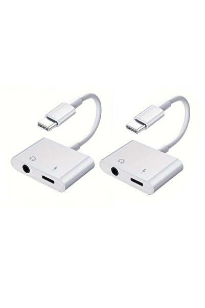 Choice1 white-2pcs 2in1 Audio adapter USB C to USB C+3.5mm converter one port...