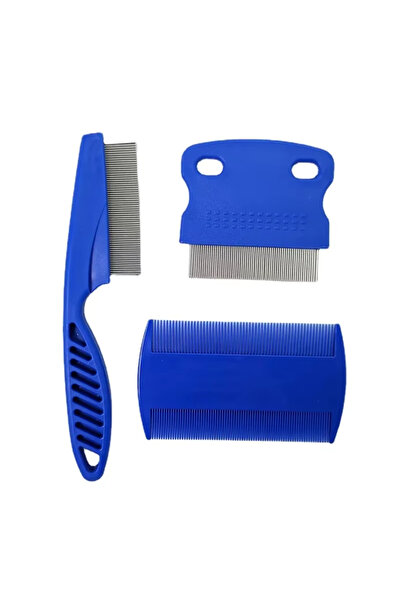 Choice1 مجموعة من 3 أمشاط زرقاء للعناية بالكلاب والقطط بأسنان مستديرة، أداة ا...