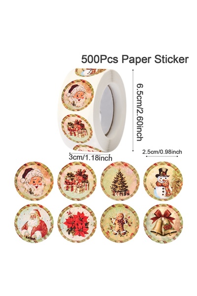 Choice3 500 قطعة من ملصقات هدايا عيد الميلاد المجيد، ملصقات دائرية على شكل رج...