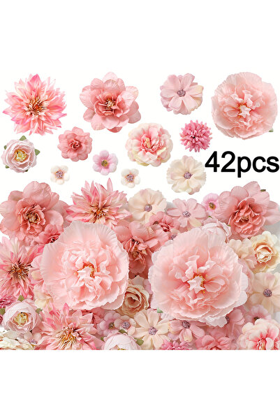 Choice عبوة من 42 قطعة - 42 قطعة من رؤوس زهور الورد حرير الاصطناعية، زهور الأ...