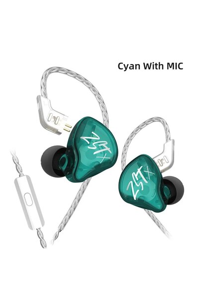 choice2 سماعة أذن داخلية ZSTX Cyan MIC KZ ZSTX 1DD+1BA هجينة مع خاصية إلغاء ا...