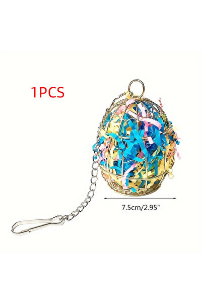 Choice لعبة مضغ تفاعلية على شكل قفص معدني ذهبي للطيور، حامل معلق للمكافآت للب...