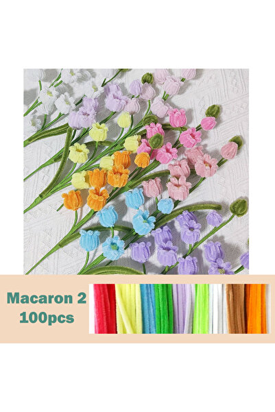 Choice9 30 سم × 0.6 سم، ماكارون 2، 100 قطعة من أسلاك نسيج الشنيل الملونة، منظ...