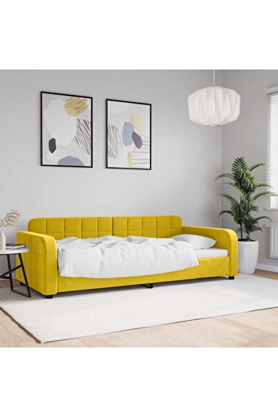 Concept Κρεβάτι ημέρας, κίτρινο, 90x200 εκ., Βελούδο