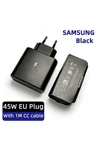 Choice4 شاحن سامسونج أسود أوروبي أصلي بطول 1 متر، محول من النوع C، سلك شحن فا...
