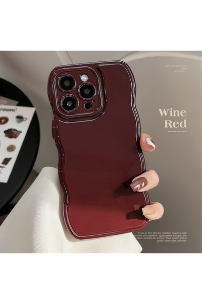 Choice4 غلاف هاتف iPhone 16 Pro بتصميم كلاسيكي بسيط بلون أحمر خمري وحواف مموج...