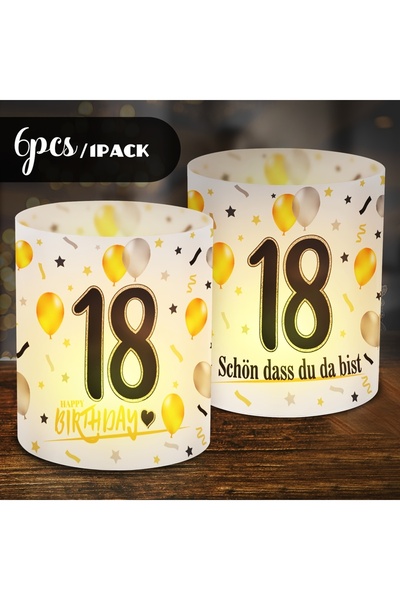 Choice6 6pcs 18th 6 pcs. Black Gold Birthday Table Lamp Shades - Battery-Free...