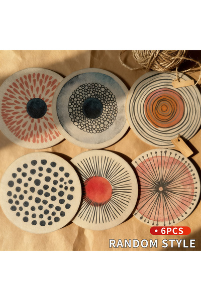 choice2 ٦ قطع من قواعد الأكواب المصنوعة من تراب الدياتوم المطلي - حصيرة عازلة...