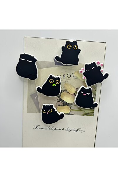 Choice 6pcs 6pcs Kawaii Chubby Black Cat Fridge Magnets, Decorative Plastic R...