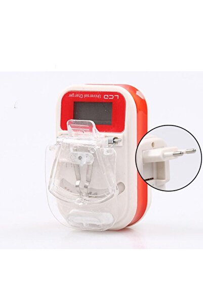 choice2 شاحن بطارية محمول بمقبس أحمر أوروبي وشاشة LCD، محول شحن بمقبس أمريكي/...