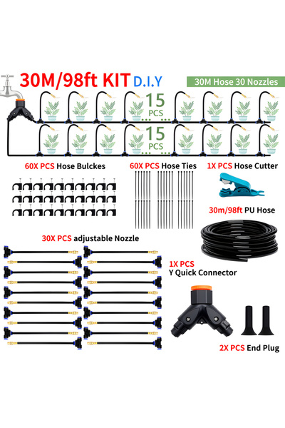 choice2 DIY 30M DIY Free Bending Universal Spray Kit For Greenhouse Garden Fl...