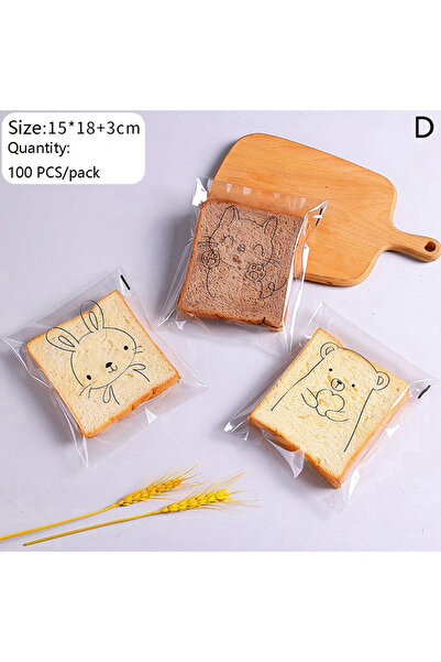 Choice ١٠٠ كيس حقيبة خبز كرتوني، حقيبة سندويشات للأطفال ذاتية اللصق لتغليف ال...