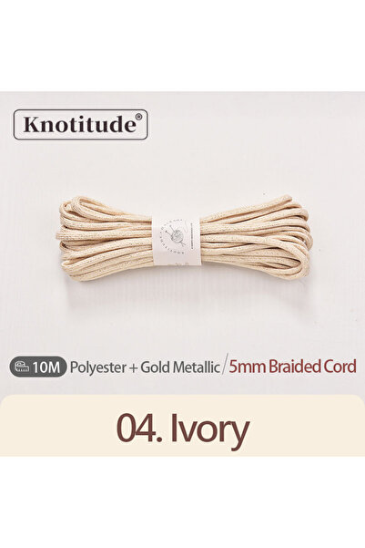 Choice9 04. حبل مضفر من بوليستر اللامع بلون فضي عاجي، 5 مم × 10 أمتار، خيط مع...