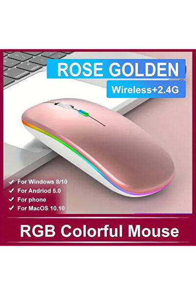 choice2 ماوس ألعاب لاسلكي وردي بإضاءة RGB، قابل لإعادة الشحن بتردد 2.4 جيجا ه...