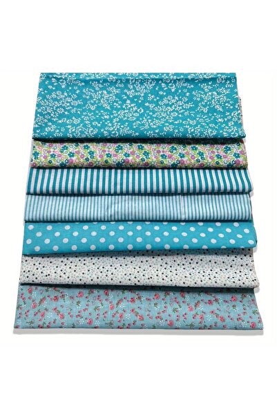 Choice 25x25cm Blue 7PCS Flower Cotton Fabric Squares 20" x 20" Fat Quarter F...