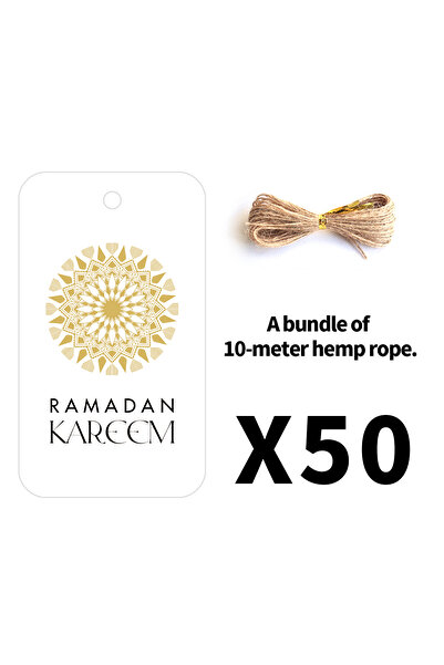 Choice3 set 1 50pcs Ramadan Kareem Gift Tags With Hemp Rope,Islamic Eid Mubar...
