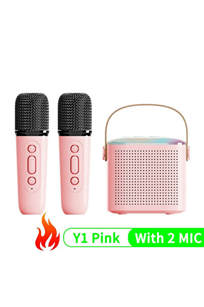 Choice3 مكبر صوت بلوتوث لاسلكي متعدد الوظائف Y1 مزود بميكروفونين، لون وردي، م...