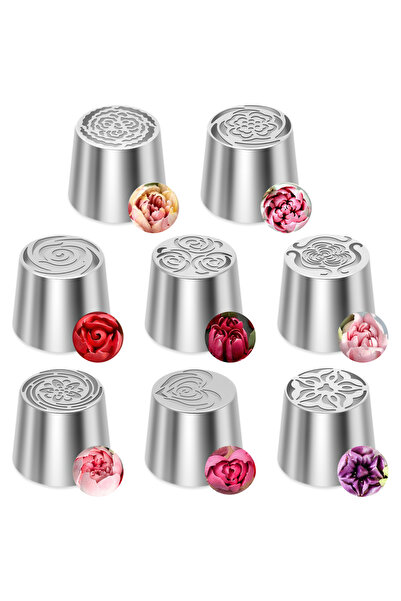 Choice مجموعة من 8 قطع من رؤوس تزيين الكيك الروسية المصنوعة من الفولاذ المقاو...