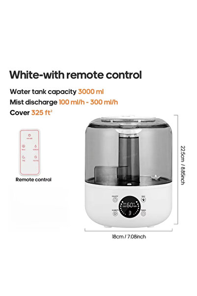 Choice مرطب هواء منزلي احترافي كبير السعة من هومفيش سي، سعة 3 لترات، بخاخ للن...