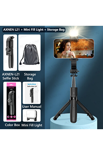 Choice1 أضف إضاءة حقيبة AXNEN L21 عصا سيلفي للهاتف المحمول مع حامل ثلاثي القو...